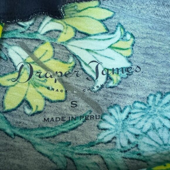 Draper James Elliston Floral Print Knit Ruffle Dress - Nassau Navy Pima cotton S - Picture 6 of 10